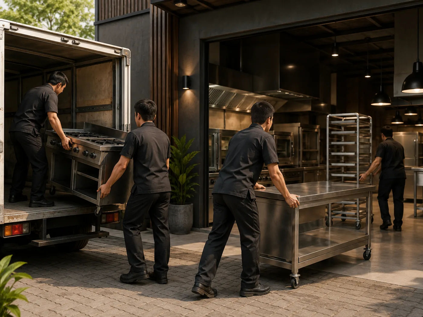 Proses angkut borongan peralatan restoran bekas